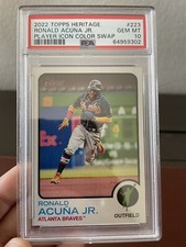 2022 Topps Heritage Ronald Acuna JR Player Icon Color Swap SSP PSA 10