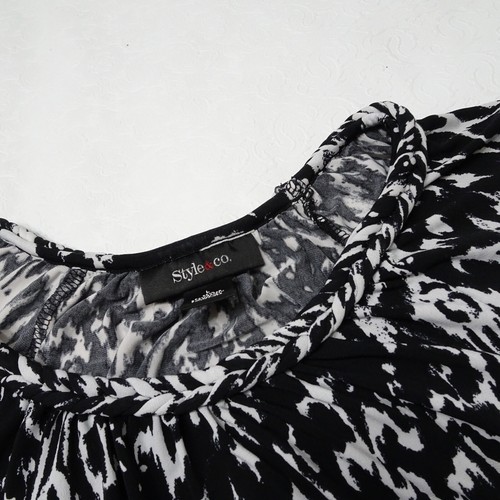 Style & Co. Size L Braided Collar 3/4 Sleeves Stretch Top - Picture 5 of 6