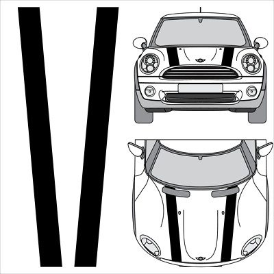 3M 5 Inch Solid Racing Stripes Decals for Mini Cooper Clubman Countryman Hood