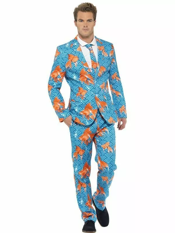 Mens Goldfish Stand Out Suit Comedy Funny Formal Stag Do Adult Party Fancy Dress