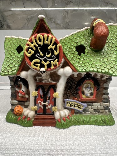 VTG Midwest Creepy Hollow GHOUL'S GYM ~ Porcelain Lighted Haunted House Org. Box