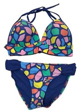 NWT AERIE Bikini 2 Piece Swimsuit Sz L/XL Blue Pink Green Yellow
