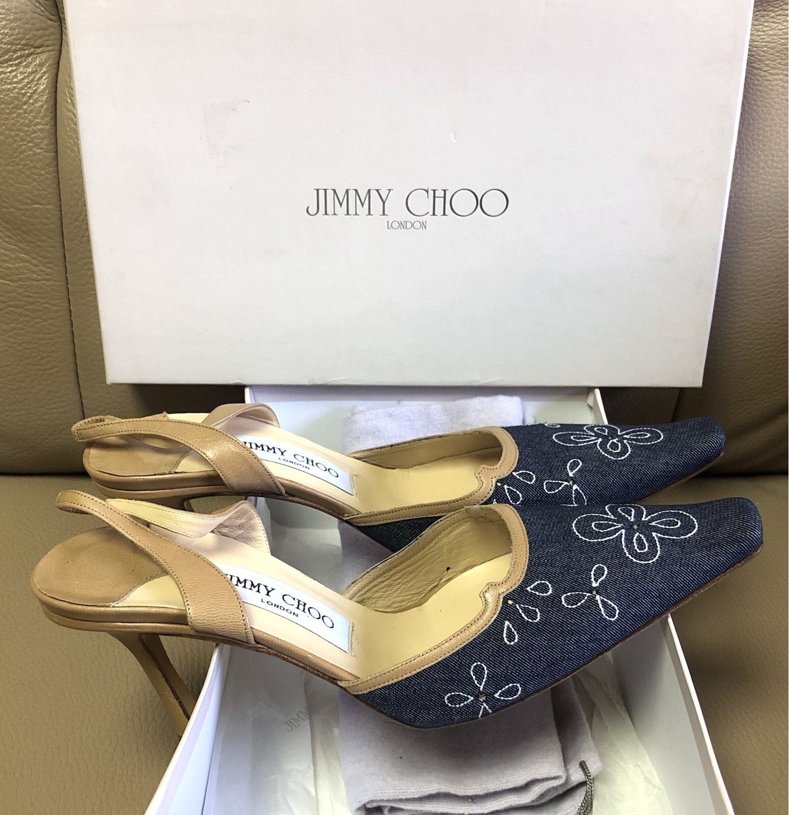 Women’s Jimmy Choo Silk Satin White Sling back Size UK 4.5 EU 37.5 Never Worn