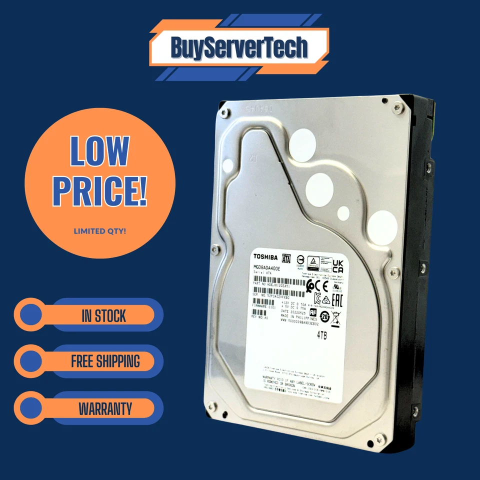 Toshiba MG08ADA400E 4TB 7200RPM 3.5" SATA 6Gb/s HDD 256MB 0HRS 512e Enterprise - Image 3 of 4