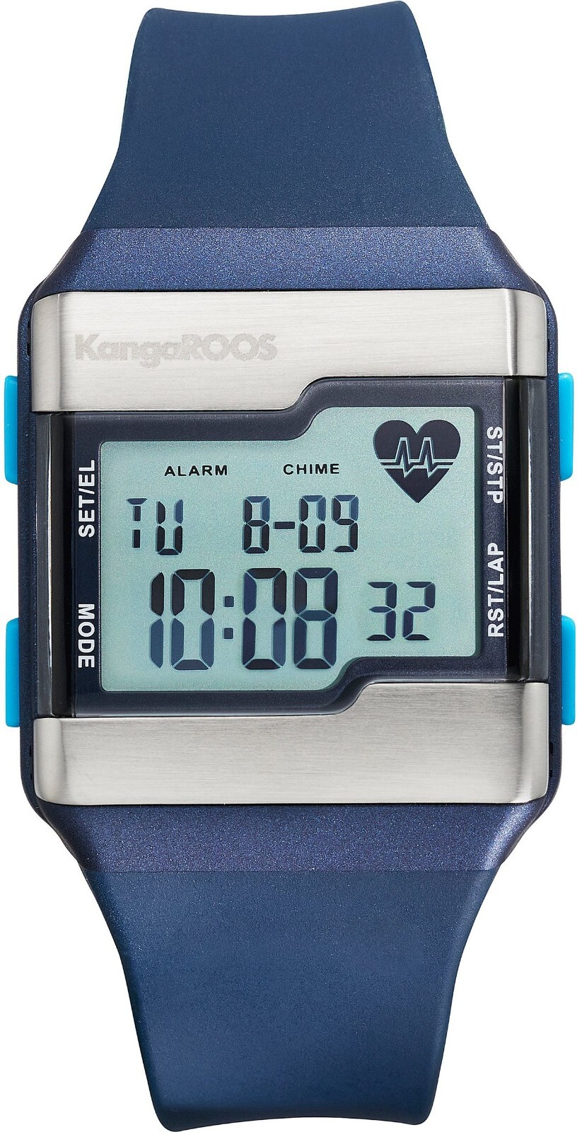 KangaROOS Damen Chronograph Armband Uhr Pulssensor Silikon blau 45/38mm