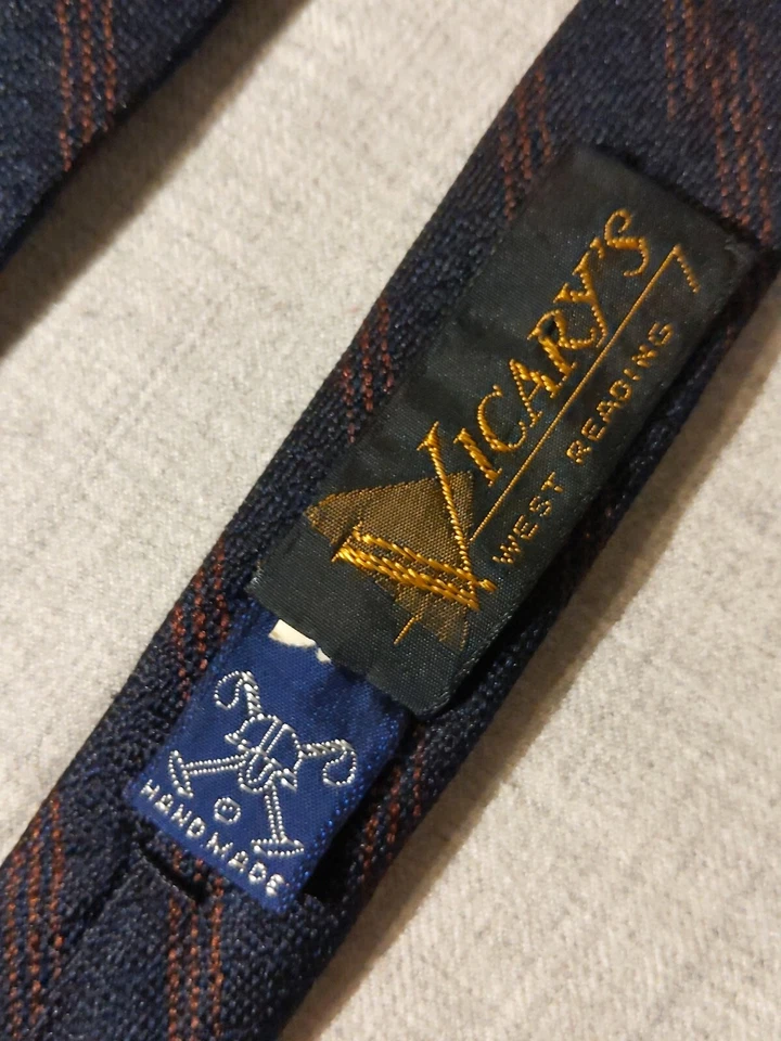 Corbata de seda vintage Polo Ralph Lauren marrón a rayas hecha a mano Vicary's West Reading Foto 4 de 4
