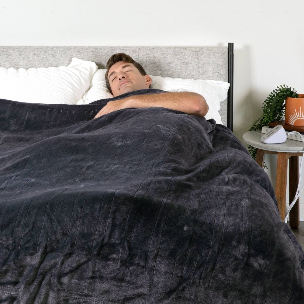 Одеяло Brookstone FullQueen с подогревом из серого плюша 8790₽