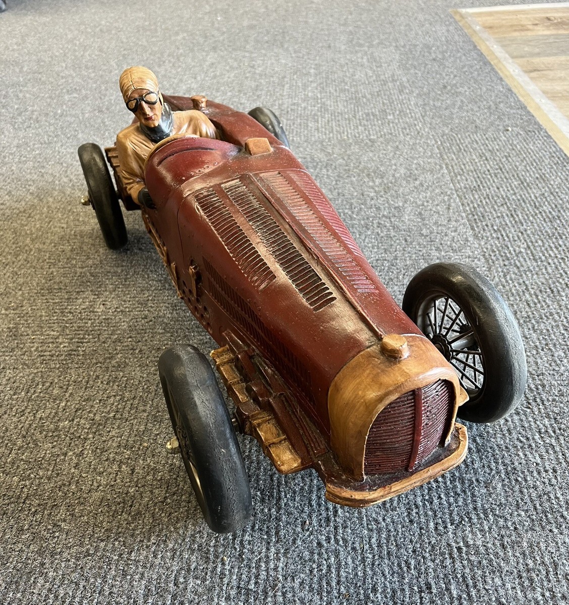Bugatti 1920s-1930s Style Resin Race Car w/driver Sculpture