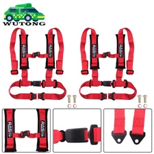 Pair of 4 Point Harness Racing Seat Belt RED - 2" Padding For CanAm X3 YXZ UTV