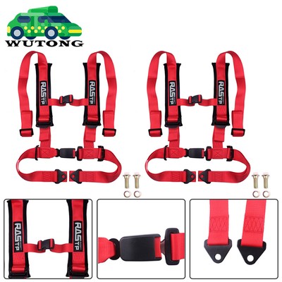 Pair of 4 Point Harness Racing Seat Belt RED - 2'' Padding For CanAm X3 YXZ UTV