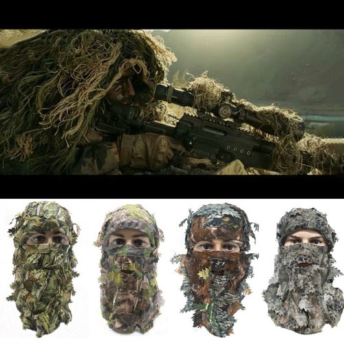 3D Camouflage Leaves Hunting Mask Tactical Ghillie Hunters Camo Face Mask - Picture 2 of 13