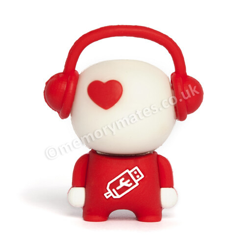 8GB White/Red Music Man USB Flash Drive - Memory Stick Fun/School/College/Gift