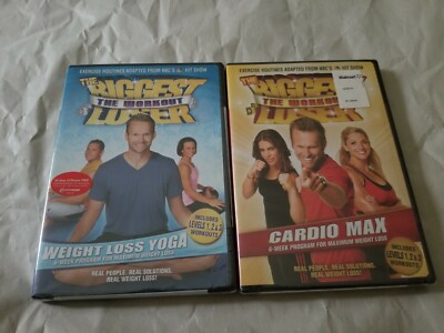 THE BIGGEST LOSER WORKOUT DVDS (2) CARDIO MAX AND WEIGHT LOSS YOGA