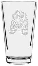 Lhasa Apso Dog Themed Etched All Purpose 16oz Pint Glass