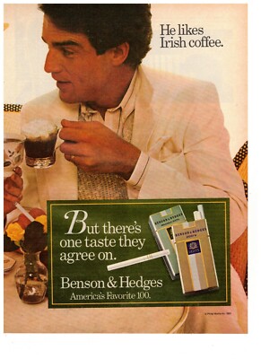 Benson and Hedges Vintage Print Ad English Tea Irish Coffee 1993