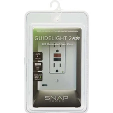 SnapPower GuideLight 2 PLUS 1-Gang GFCI Wall Plate, White O1GL-FWH-SP2