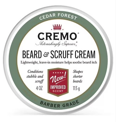 Cremo Astonishingly Superior Beard & Scruff Cream Cedar Forest 4 Oz NEW & SEALED
