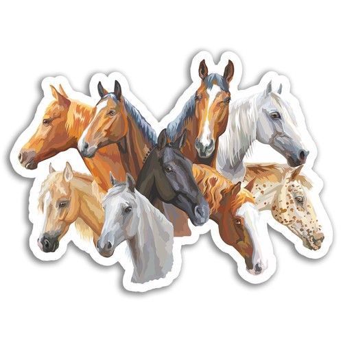2 x 10cm Horse Heads Vinyl Stickers Pony Horses Sticker Laptop