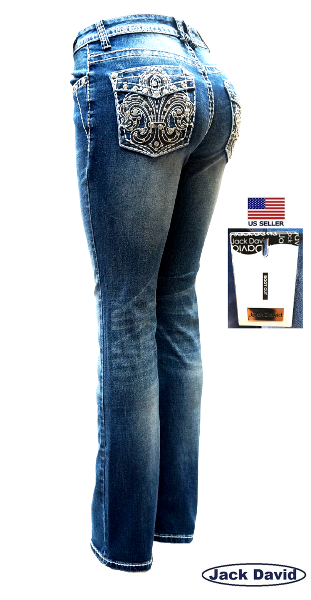 【2plan】23FW★ [MADE] Lucid Eyelet Bootcut Denim Jack David Woman's Bootcut Denim Jeans Embellished