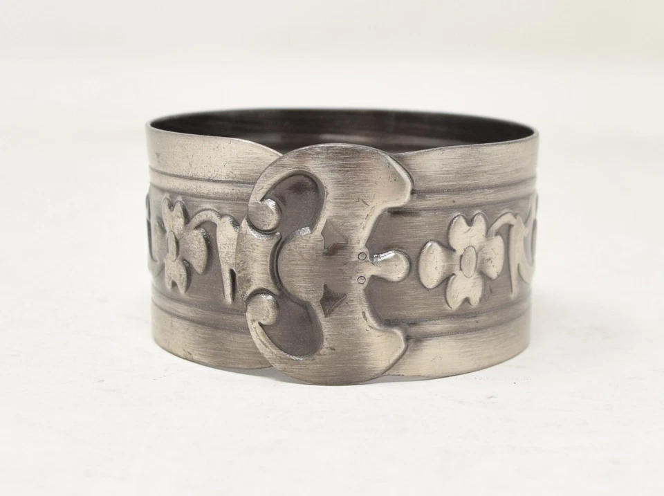Brazalete Marc Jacobs Gunmetal Plata Tribal Ajustable Flor Nuevo Foto 2 de 3