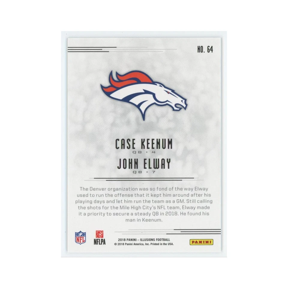 Case Keenum John Elway 2018 Panini Illusions #64 Denver Broncos Football Card NM - Image 2 of 3