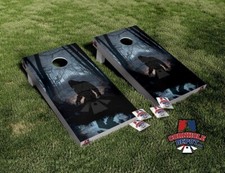 Bigfoot In The Woods Cornhole Board Vinyl Wrap Skin Laminated Sticker Set Decal