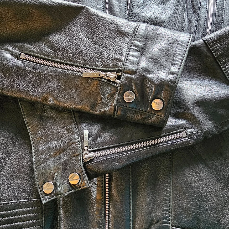 Versace Collection Hombre Agnello Chaqueta Cuero Talla 52 Foto 2 de 4