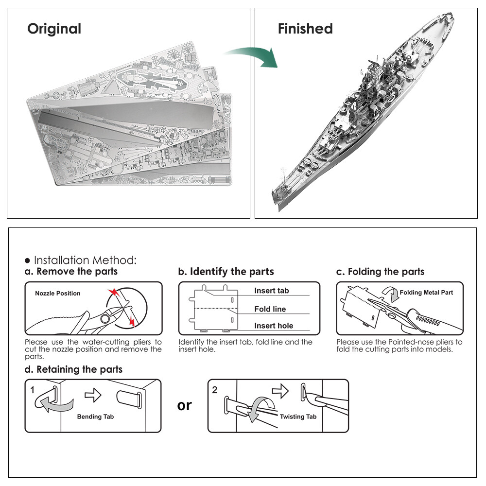 Piececool 3D Uss Missouri Metal Building - Architectural Model for Adult Gifts