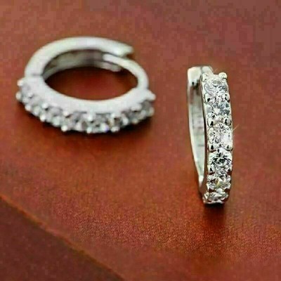 1 kt Rundschliff Lab Created Diamant Huggies Creolen 14 K Weißgold vergoldet