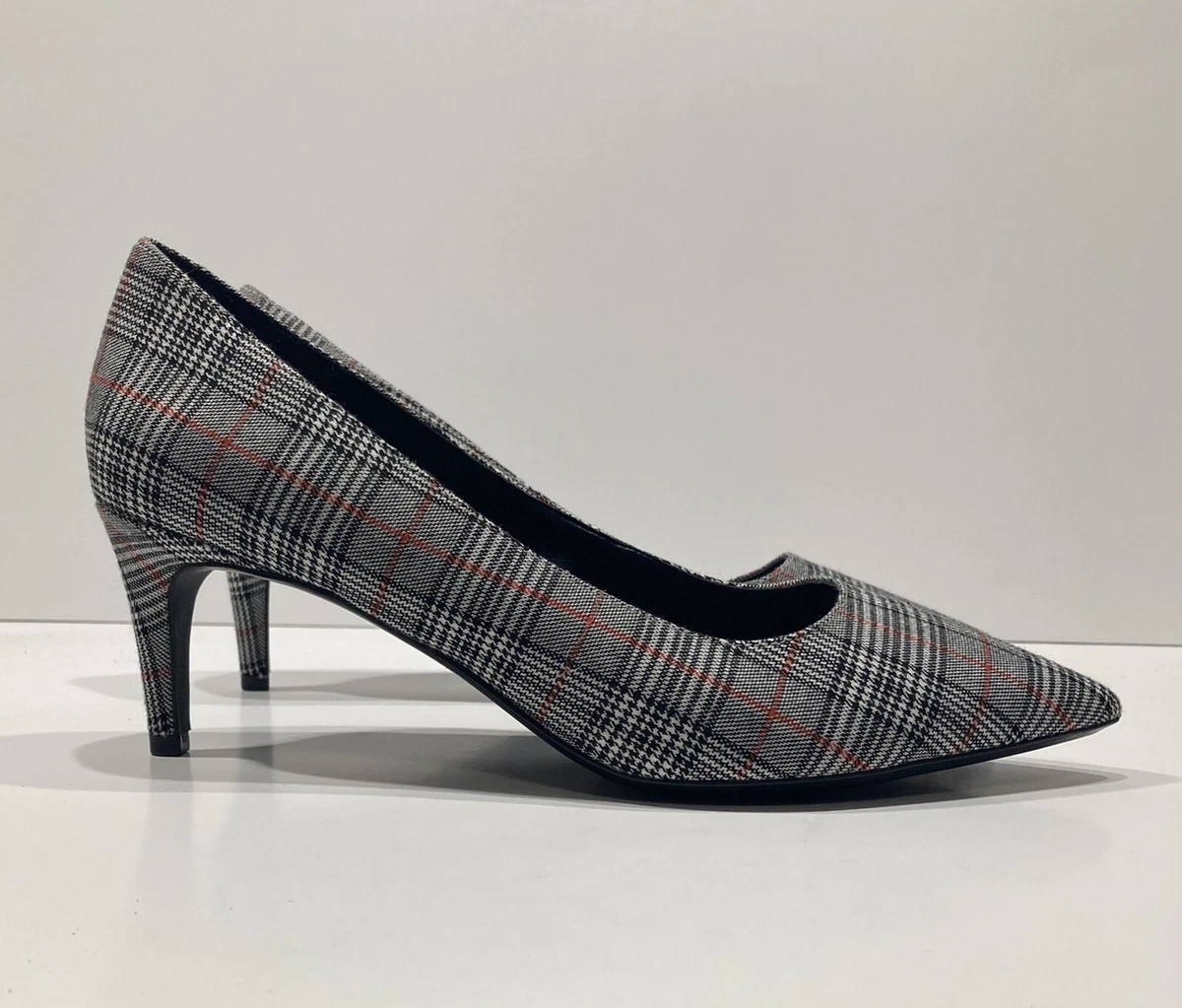 Nine West Soho 9x9 Pointy Toe Pumps Grey Plaid Womens 10M