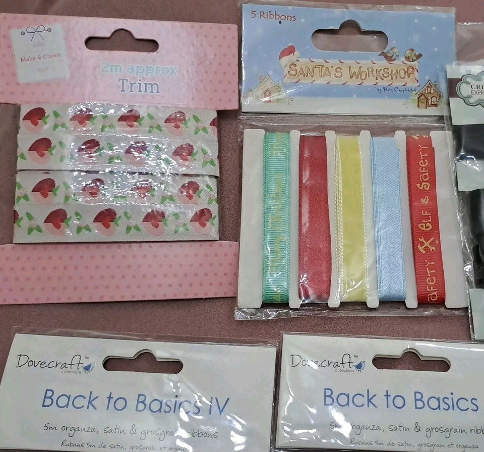 Job Lot 9 X Packs Of Ribbon Total 45m Satin Christmas Grosgrain Organza