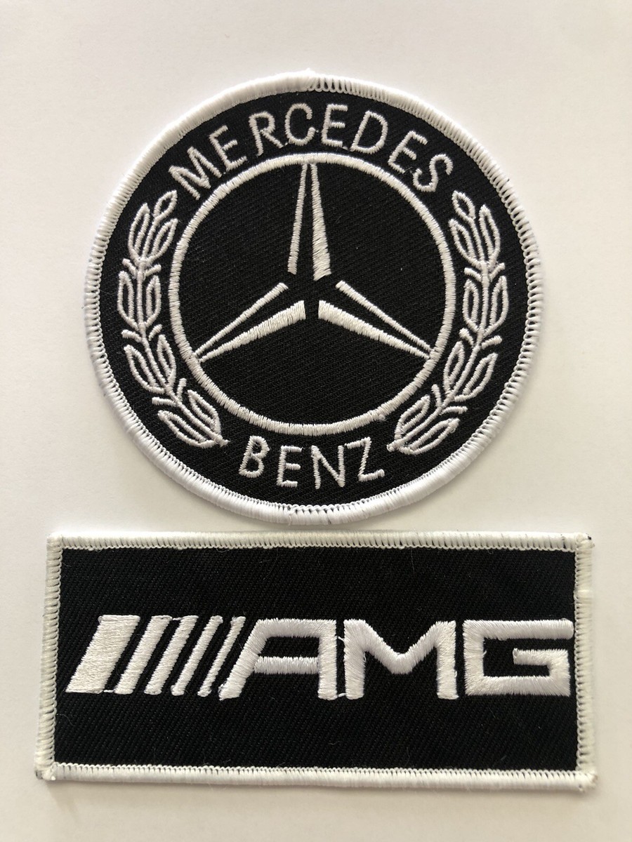 MERCEDES BENZ AMG SEW/IRON PATCH BADGE UNIFORM BLACK WHITE