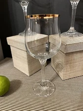 Wine Glass Geneve by BOHEMIA CRYSTAL-CRYSTALEX - So Pretty With Gold Trim