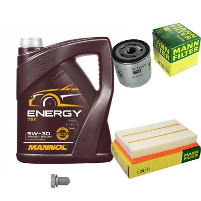 Inspektionspaket 5L Energy 5W-30 für VW T-ROC 1.5 TSI Polo 1.0 Golf Sportsvan