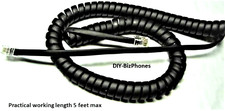 5-Pack Lot Flat Black 9Ft AudioCodes IP Phone Handset Cord Receiver Curly