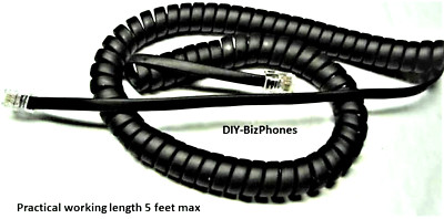 5-Pack Lot Flat Black 9Ft AudioCodes IP Phone Handset Cord Receiver Curly