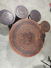 Antique Peruvian Coffee Table And 4 Stools