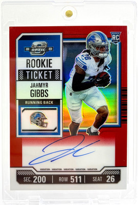 2023 Panini Contenders Optic #112 Jahmyr Gibbs Red Autograph #/99 Rookie