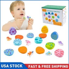 10 Pcs Wooden Puzzles for Kids Ages 1-3, Colored Dinosaur and Egg Pairing Toys