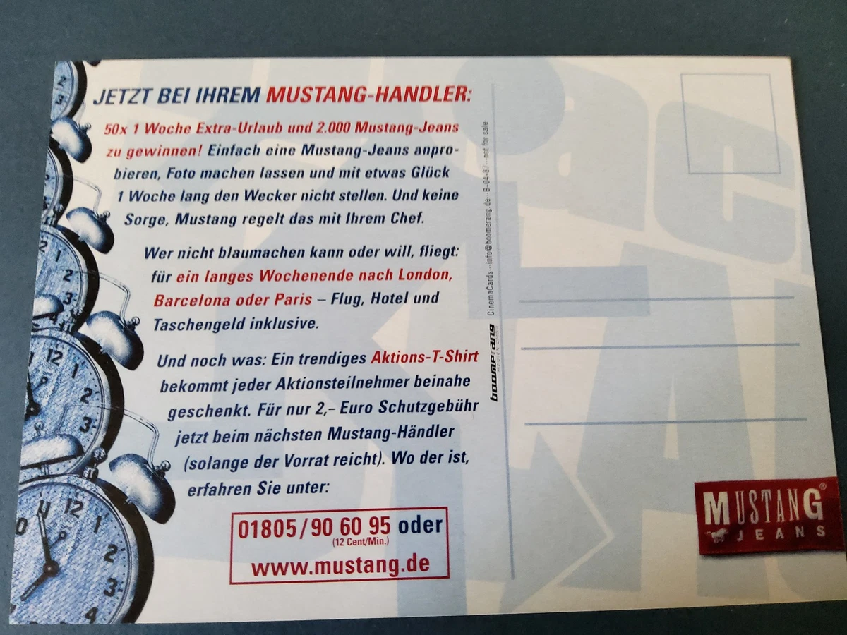 MUSTANG JEANS - mach BLAU - ältere Werbepostkarte Preisausschreiben