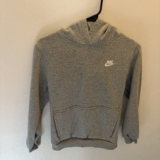 Nike Hoodie Youth Large Gray Pullover Swoosh Sweatshirt Kids