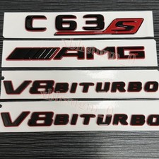 Passend f&uuml;r Benz C63S AMG V8 BITURBO Schriftzug Embleme Aufkleber schwarz Gl&auml;nz 