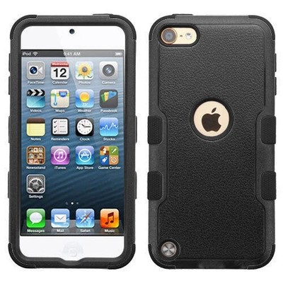 for iPod Touch 5th 6th 7th Gen - Black Impact Armor Hard Shockproof Hybrid Case