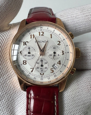 Sekonda Herren 40mm Chronograph Uhr - Roségold - neue Batterie - funktioniert