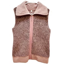 Margaret O’Leary Wool Angora Zip Up High Neck Sweater Vest Womens Small