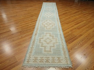 Turkish Oushak(Flat Weave)Multicolored Rug Handmade Bohemian Rug 2.6x15 Ft