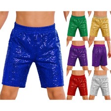 Kids Sparkly Boyshorts Sequins Shorts Elastic Waist Hip Hop Jazz Dance Bottoms