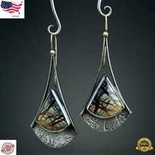 925 Sterling Silver Turquoise Gemstone Handmade Dangle Earrings For Women