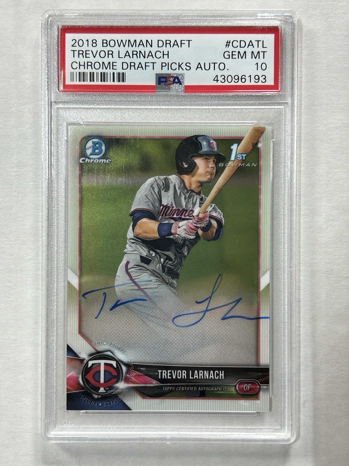 2018 Bowman Draft - Chrome Draft Pick Autographs Trevor Larnach #CDA-TL PSA 10