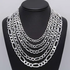 Shiny Figaro Chain Solid Sterling Silver 925 Italy All Sizes